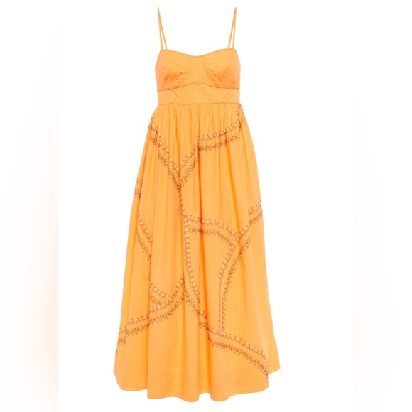 ULLA Johnson Mariza poplin midi dress in papaya size 8 - Picture 5 of 11